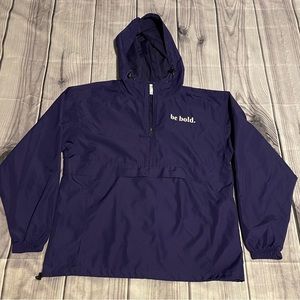Dark Blue Champion Windbreaker Half Zip Hooded Jacket Be Bold